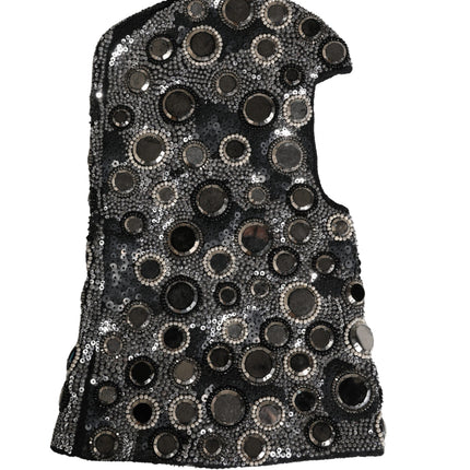 Dolce & Gabbana Black Wool Crystal Embellished Balaclava Hat