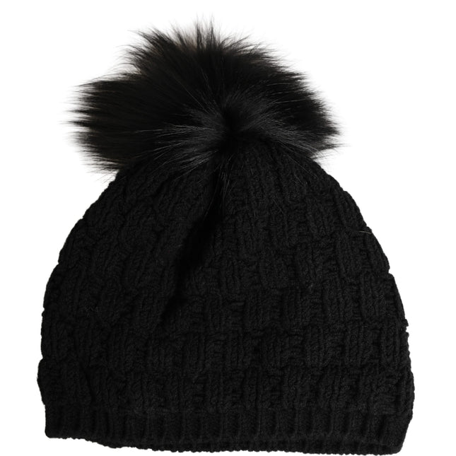Dolce & Gabbana Black Acrylic Knitted Fur Winter Beanie