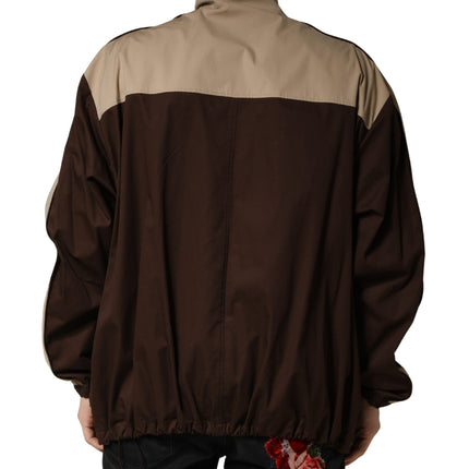 Dolce & Gabbana Brown Beige Cotton Zip Windbreaker Jacket