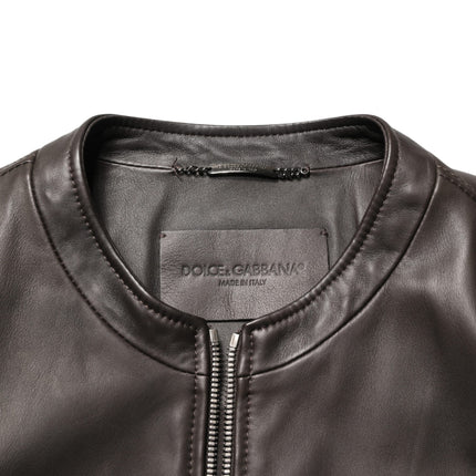 Dolce & Gabbana Black LambskinLeather Full Zip Biker Jacket
