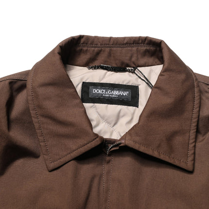 Dolce & Gabbana Brown Cotton Stretch Full Zip Bomber Jacket
