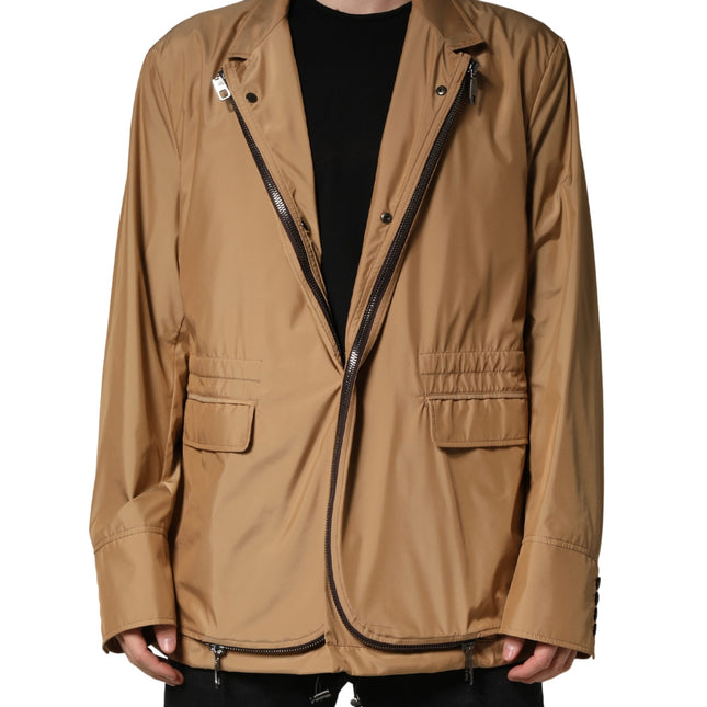 Dolce & Gabbana Brown Single Breasted Layered Coat Jacket