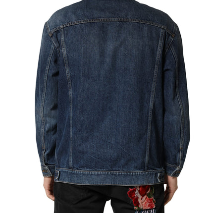 Dolce & Gabbana Black Blue Cotton Denim Blouson Men Jacket