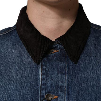 Dolce & Gabbana Black Blue Cotton Denim Blouson Men Jacket
