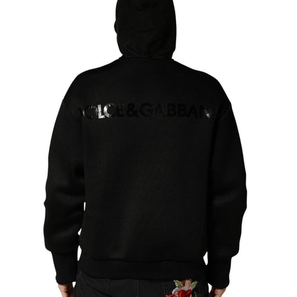 Dolce & Gabbana Men Black Hooded Full Zip Bomber Jacket