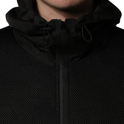 Dolce & Gabbana Men Black Hooded Full Zip Bomber Jacket