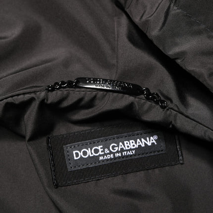 Dolce & Gabbana Men Black Hooded Full Zip Bomber Jacket