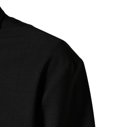 Dolce & Gabbana Black Wool Logo Full Zip Men Bomber Jacket