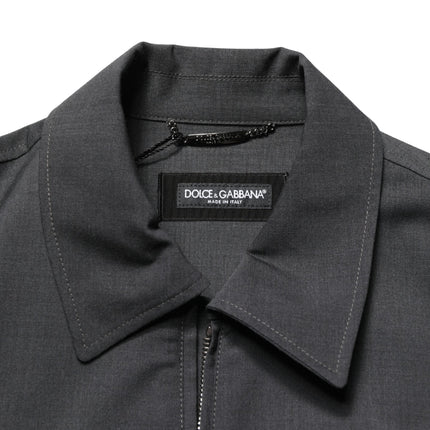 Dolce & Gabbana Black Wool Logo Full Zip Men Bomber Jacket