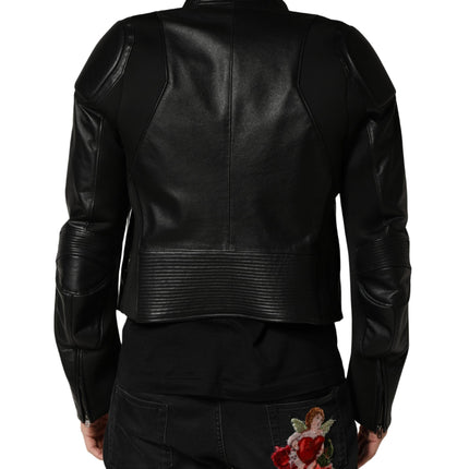 Dolce & Gabbana Black Nylon Full Zip Men Biker Coat Jacket