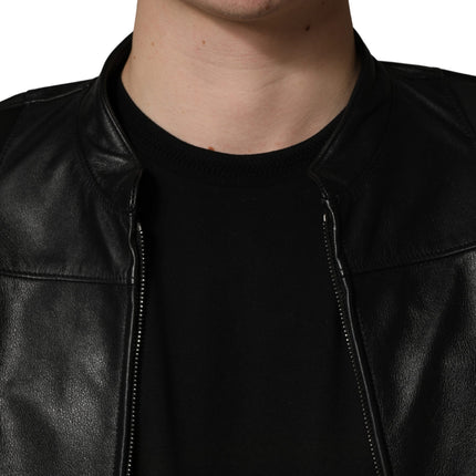 Dolce & Gabbana Black Nylon Full Zip Men Biker Coat Jacket