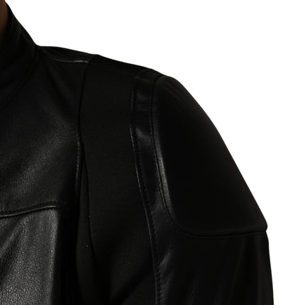 Dolce & Gabbana Black Nylon Full Zip Men Biker Coat Jacket