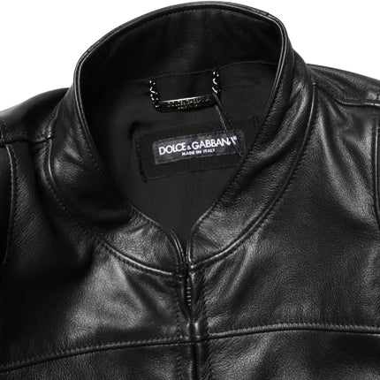 Dolce & Gabbana Black Nylon Full Zip Men Biker Coat Jacket