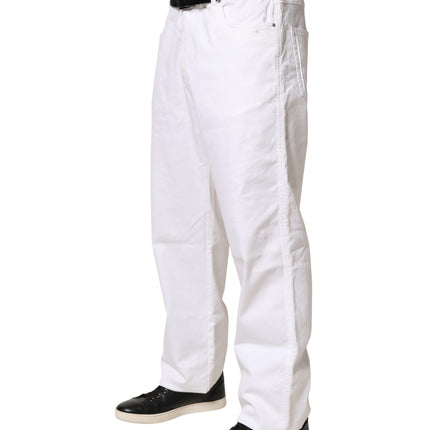 Paul & Shark White Straight Mid Waist Denim Trouser Jeans