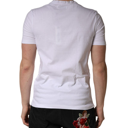 President's White Logo Embroidery Cotton Men Crew Neck T-shirt