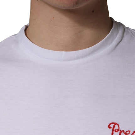 President's White Logo Embroidery Cotton Men Crew Neck T-shirt