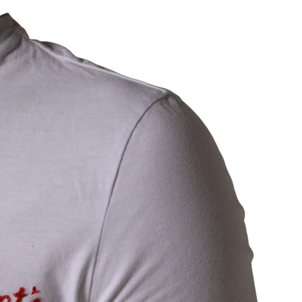 President's White Logo Embroidery Cotton Men Crew Neck T-shirt