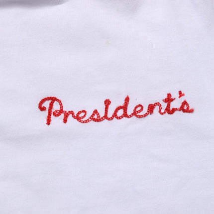 President's White Logo Embroidery Cotton Men Crew Neck T-shirt