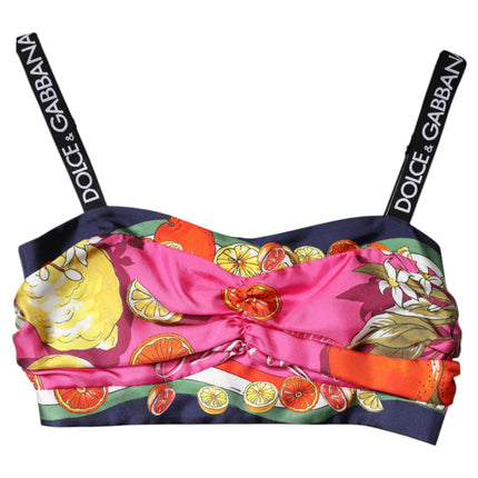 Dolce & Gabbana Multicolor Silk Cropped Bustier Corset Top