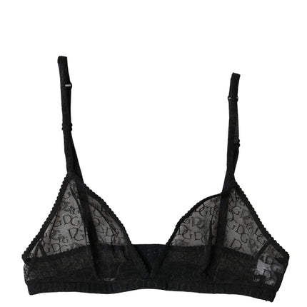 Dolce & Gabbana Black Logo Mania Sheer Soft Cup Bra Underwear