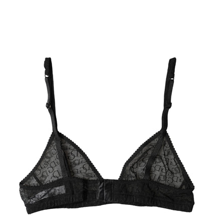 Dolce & Gabbana Black Logo Mania Sheer Soft Cup Bra Underwear
