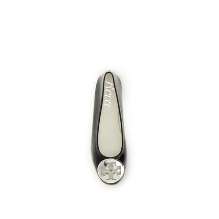 Tory Burch Black Calf Leather Bos Taurus Ballet Flats