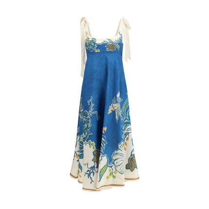 Alemais Blue Linen Casual Dress