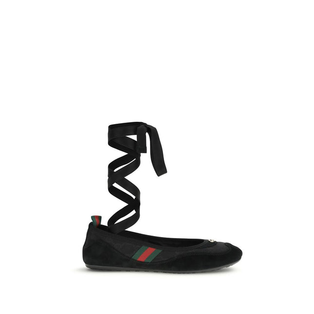 Gucci Black Fabric Ballet Flats