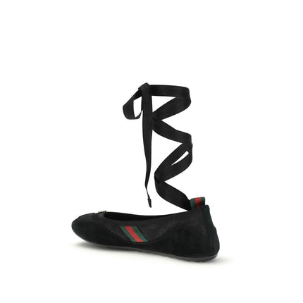 Gucci Black Fabric Ballet Flats