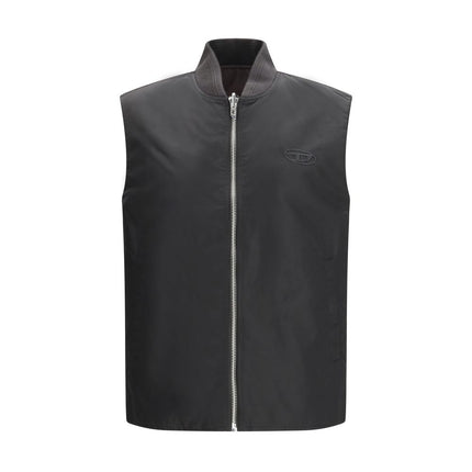 Diesel Brown Polyamide Sleeveless Jacket