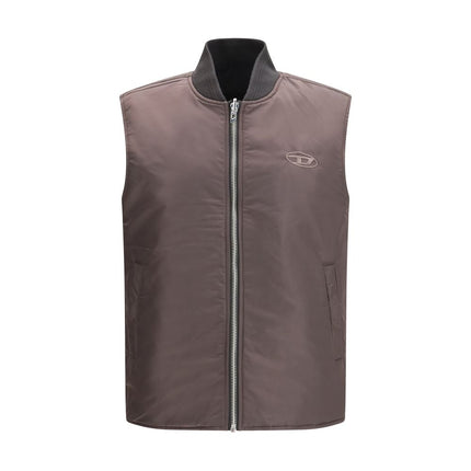Diesel Brown Polyamide Sleeveless Jacket