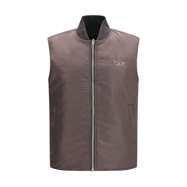 Diesel Brown Polyamide Sleeveless Jacket