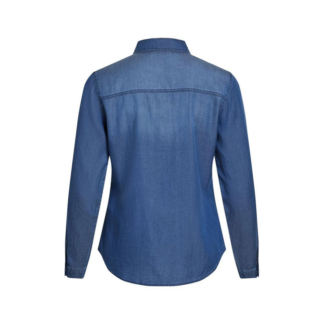 Vila Clothes Blue Cotton Blouse