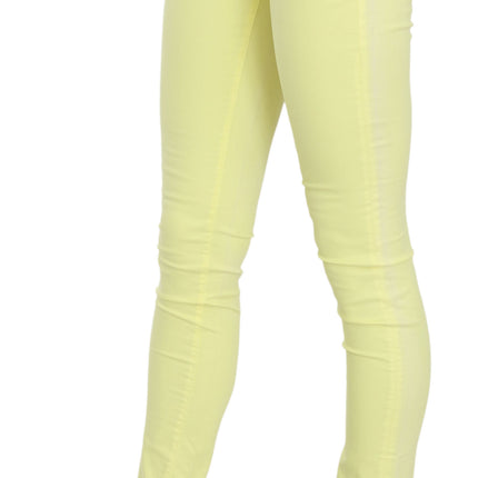 PINKO Yellow Cotton Stretch Low Waist Skinny Casual Trouser Pants