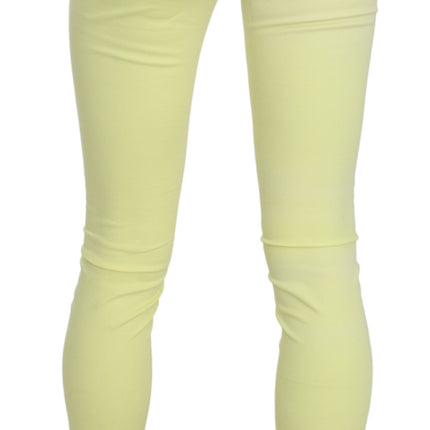 PINKO Yellow Cotton Stretch Low Waist Skinny Casual Trouser Pants