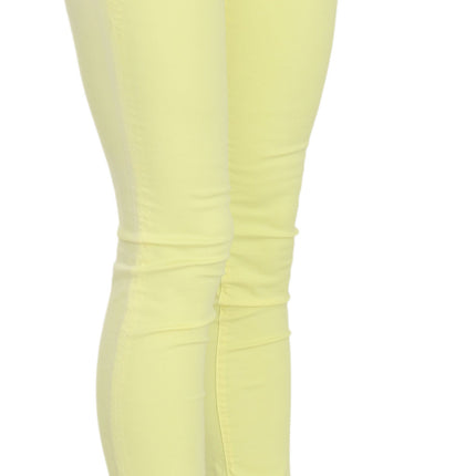 PINKO Yellow Cotton Stretch Low Waist Skinny Casual Trouser Pants