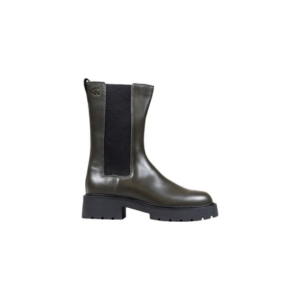 Calvin Klein Jeans Gray Leather Ankle Boots