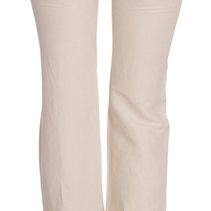 LAUREL White High Waist Silk Blend Flared Dress Trousers Pants