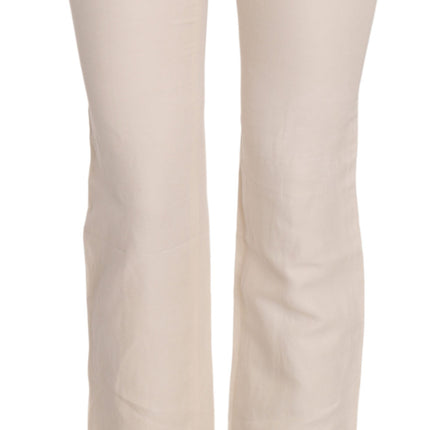 LAUREL White High Waist Silk Blend Flared Dress Trousers Pants
