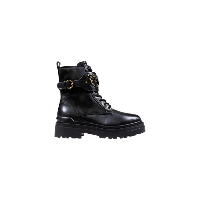 PINKO Black Leather Ankle Boots
