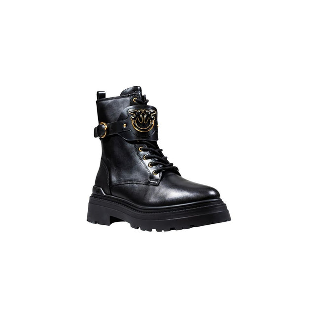 PINKO Black Leather Ankle Boots