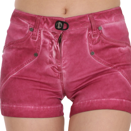 PLEIN SUD Pink Mid Waist Cotton Mini Denim Shorts