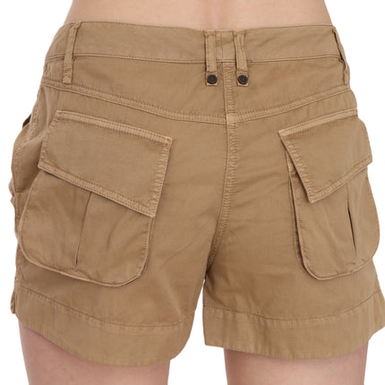 PLEIN SUD Brown Mid Waist 100% Cotton Mini Shorts
