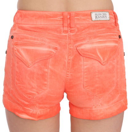 PLEIN SUD Orange Mid Waist Cotton Denim Mini Shorts