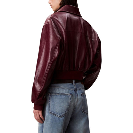 Calvin Klein Jeans Bordeaux Polyethylene Leather Jacket