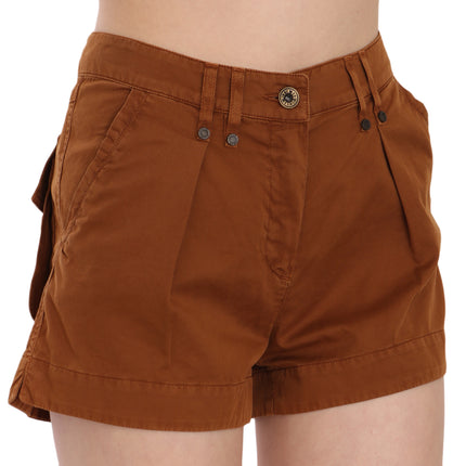 PLEIN SUD Brown Mid Waist Cotton Denim Mini Shorts