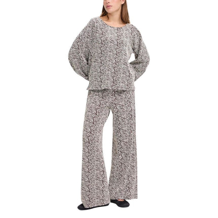 ICHI Brown Polyester Casual Pants