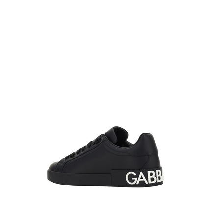 Dolce & Gabbana Black Calf Leather Bos Taurus Sneakers