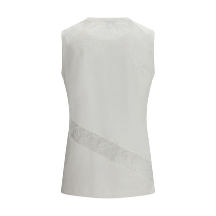 PINKO White Cotton Sleeveles T-Shirt