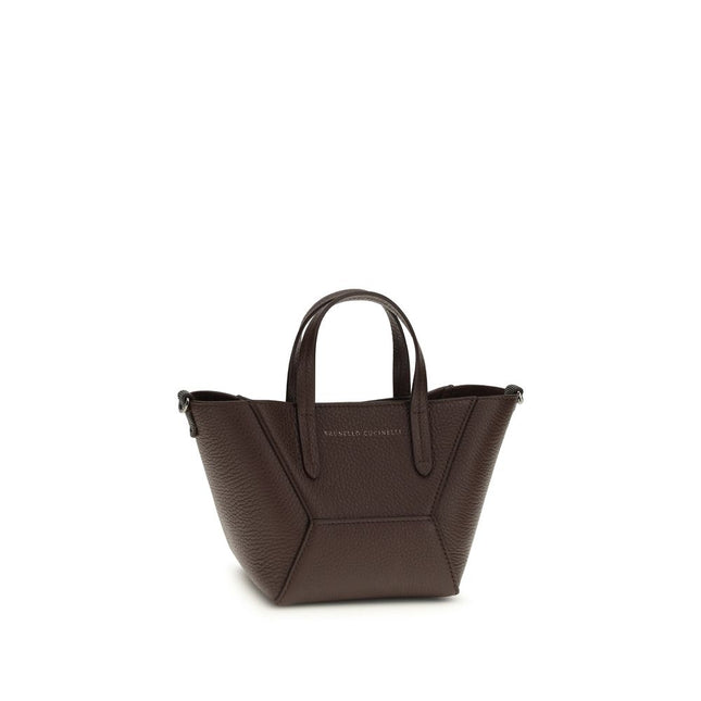 Brunello Cucinelli Bordeaux Calf Leather Bos Taurus Shoulder Bag